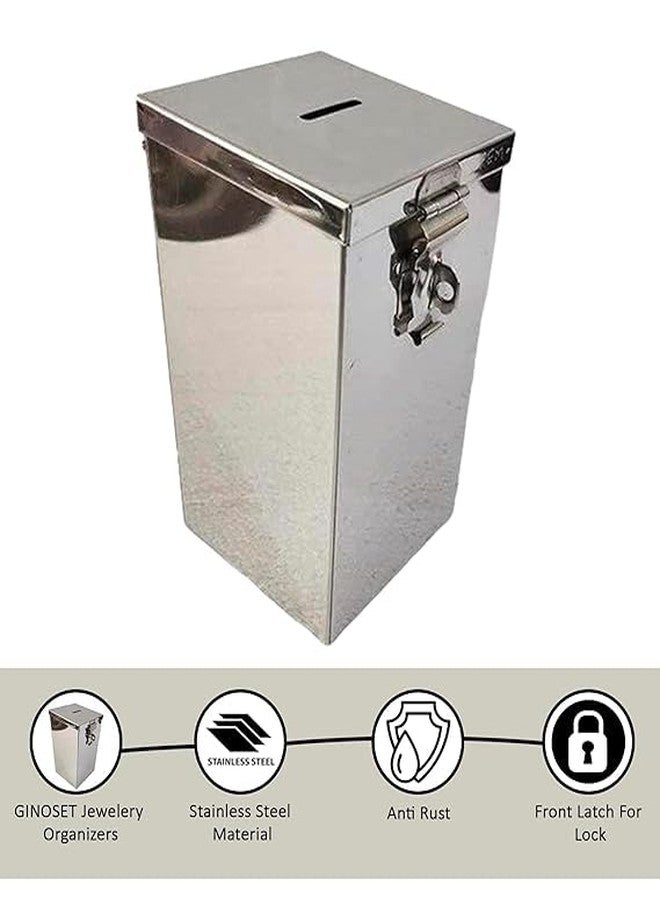 devdox Coin Box,Piggy Bank,Gullak,Donation,Suggestion Box,Antique Coin Bank Box Money Organiser,Coin Money Bank Piggy Bank Money Bank Meduim Stainless Steel Body. - Image 3